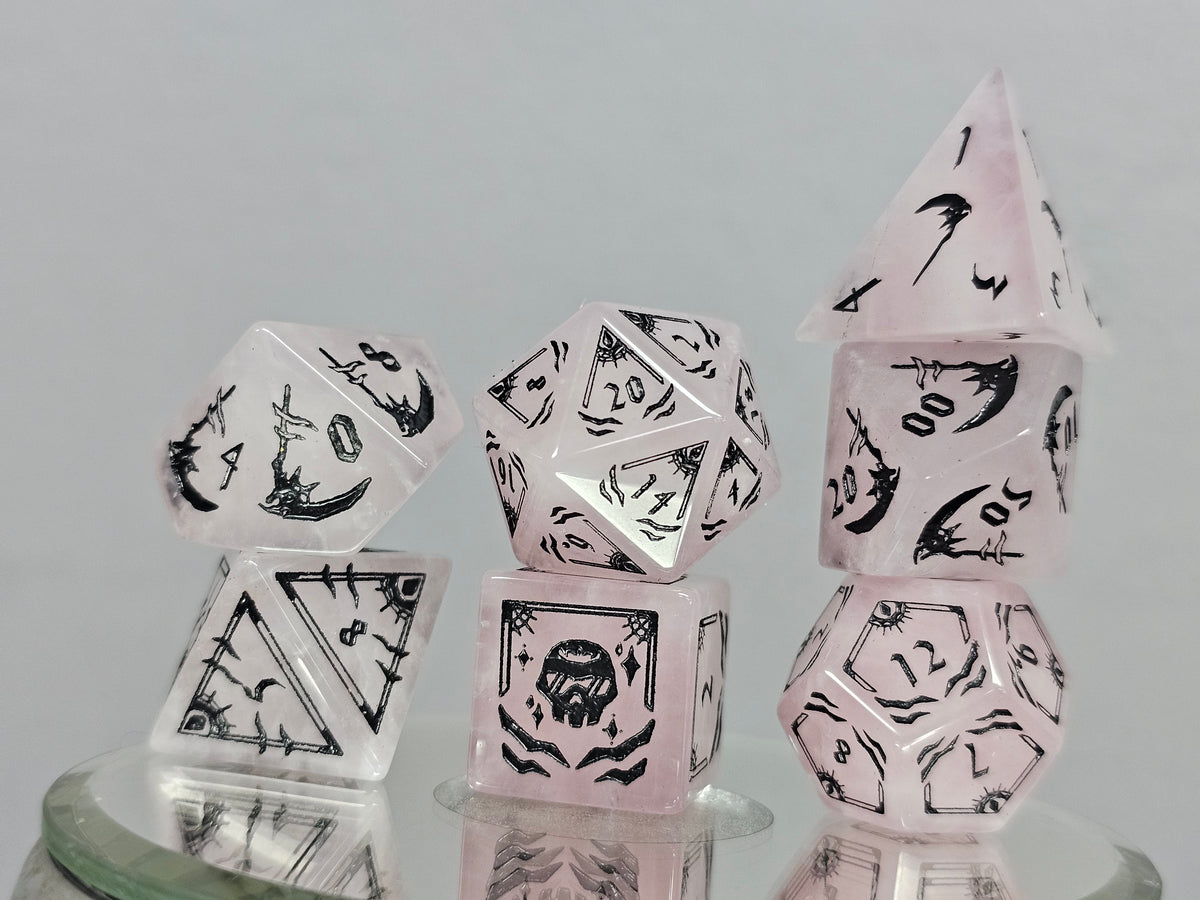 HoloLive! Mori Calliope - MMG RPG Rose Quartz Dice Set - 7 Piece - Convention Exclusive
